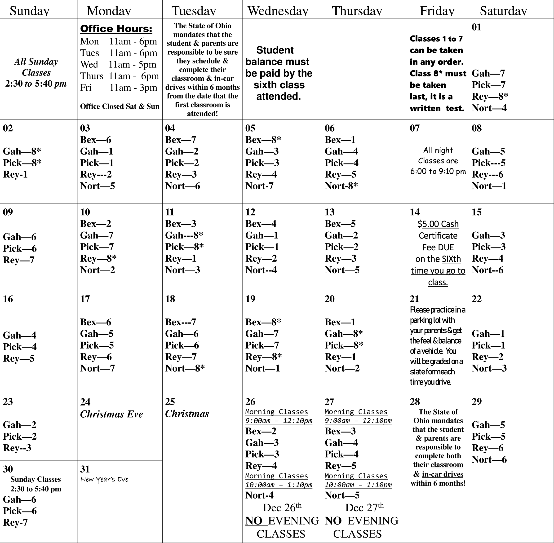 December Calendar